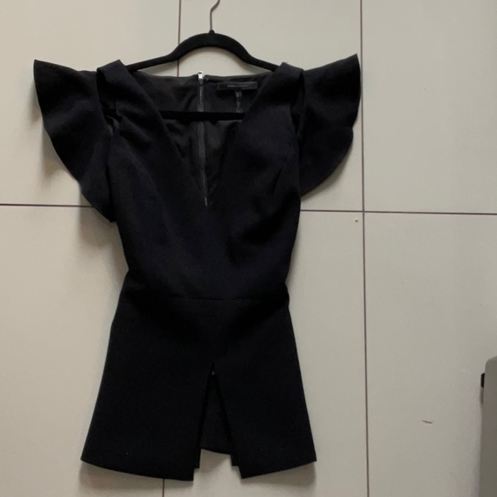 BCBGMaxAzria Black Blouse with Flutter Sleeves